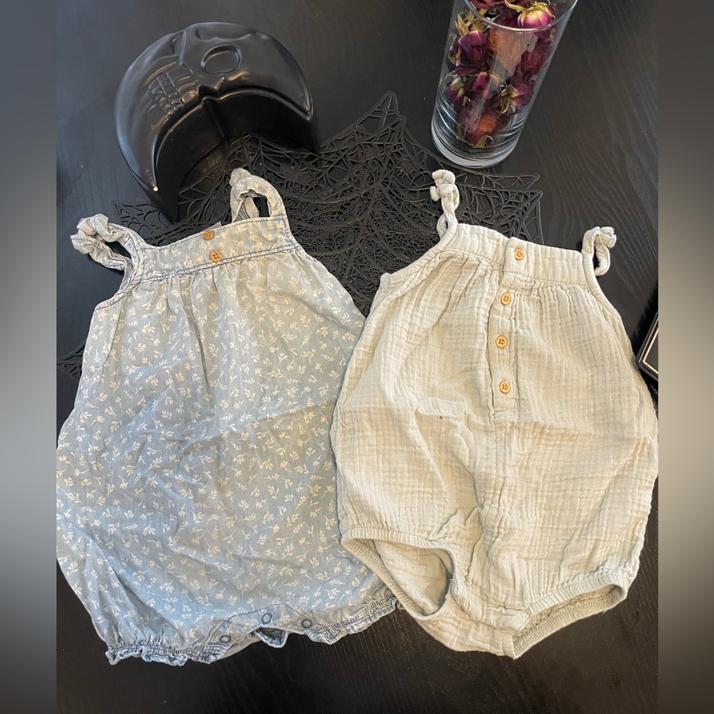 Bundle Carters Adorable Baby Romper Set in Blue and Cream